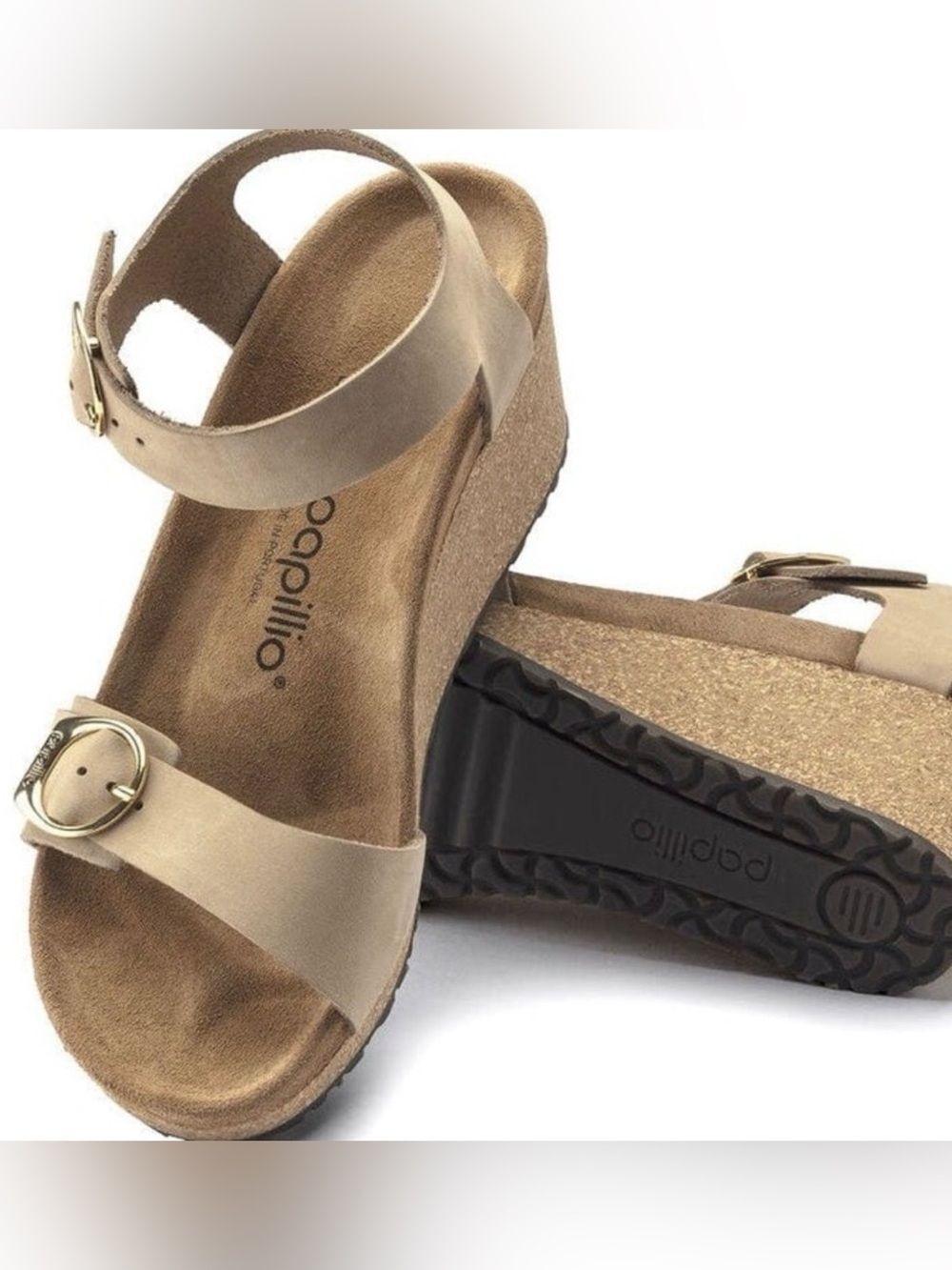 Papillio by Birkenstock Soley Leather Wedge Sandals shoes women size 8